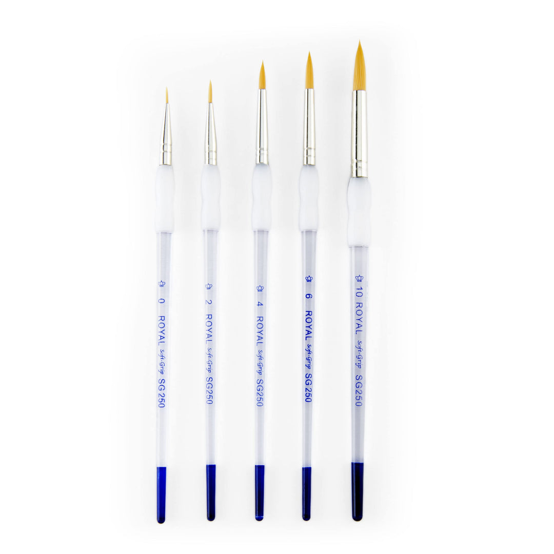 Royal &amp; Langnickel - 5pc Soft Grip Gold taklon Paint Brush Set, Round | SG303