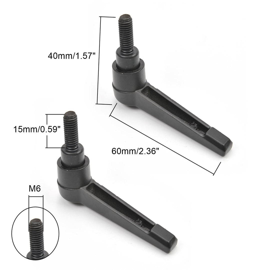 2Pcs M6 Male Thread Adjustable Handle Screw Length 16mm Clamping Lever Black w Stud for Packaging Machinery and Equipment, Sharpeners, Machine Tools, Printing Equipment