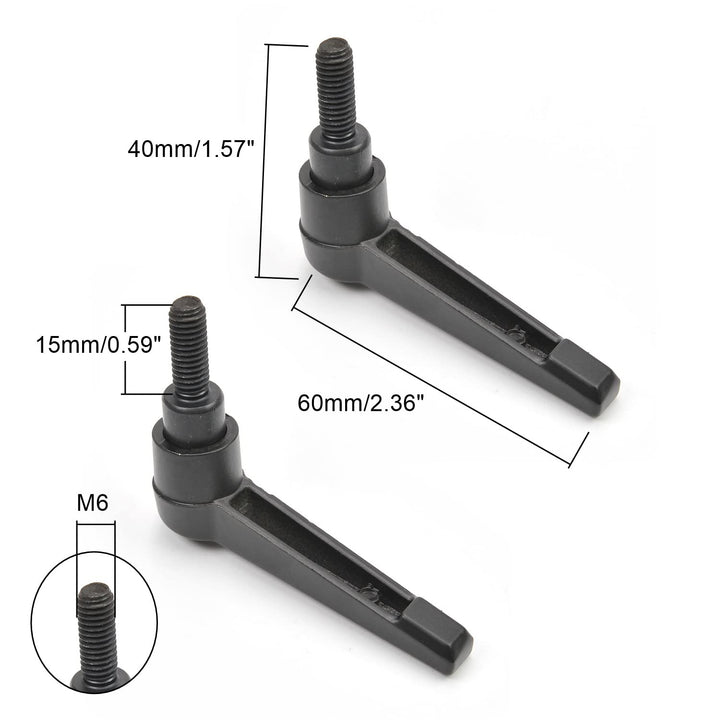 2Pcs M6 Male Thread Adjustable Handle Screw Length 16mm Clamping Lever Black w Stud for Packaging Machinery and Equipment, Sharpeners, Machine Tools, Printing Equipment