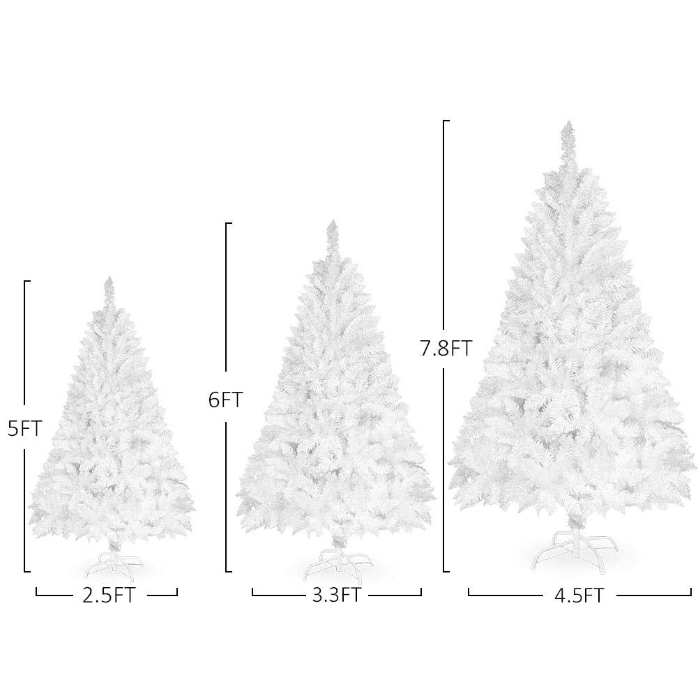 5ft Premium White Artificial Christmas Tree for Holiday Indoor Outdoor Party Decoration w/ 700 Branch Tips, Easy Assembly, Metal Hinges &amp; Folding Base