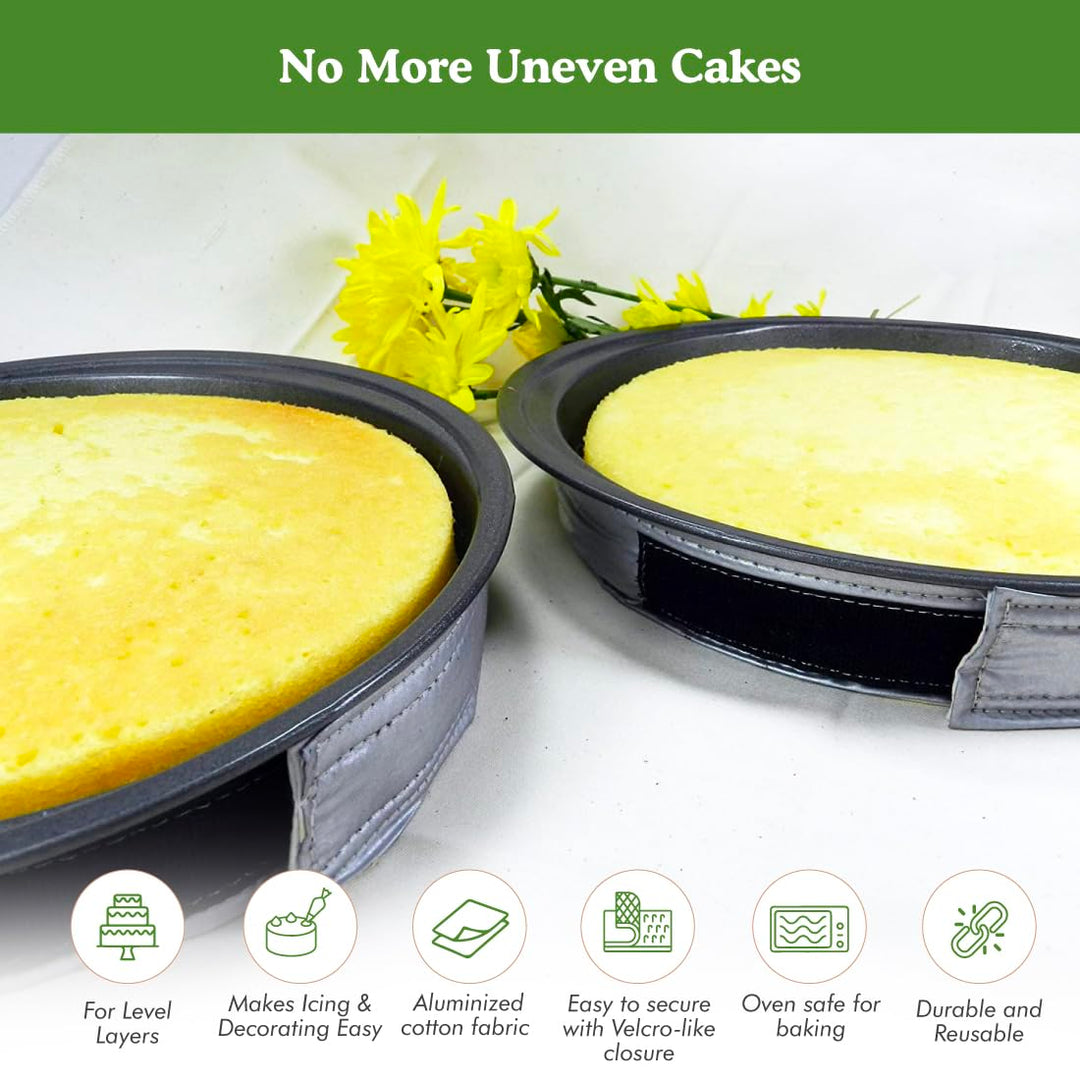 EvenBake CakeStrips, Aluminized Cotton Band with Secure Velcro-like Closure to Create Moist, Even Layers, Pack of 2, Silver, 30, fit 8-9 cake pans