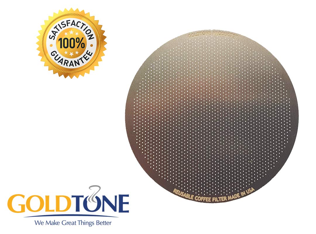 GOLDTONE Stainless Steel Reusable Disk Coffee Filter for Aero Press Coffee and Espresso Makers, includes 1 oz Scoop and Brush