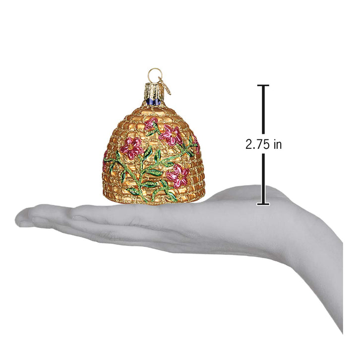 Bee Collection Glass Blown Ornament for Christmas Tree, Bee Skep