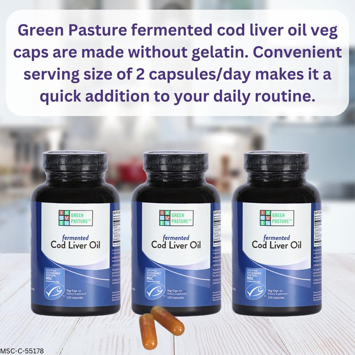 Green Pasture - Fermented Cod Liver Oil Liquid - Unflavored 6 fl. oz. Vitamin A Vitamin D Omega 3 Omega 6 Omega 9 (6.1oz Orange)