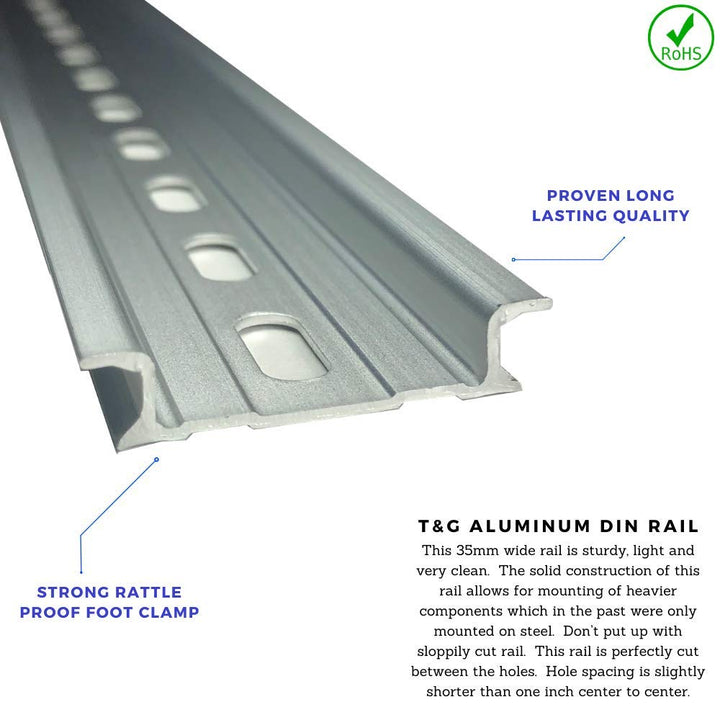 ICI T&amp;G 2 Pieces DIN Rail Slotted Aluminum RoHS 8 Inches Long 35mm Wide 7.5mm High