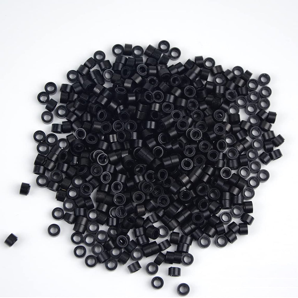 1000 Pcs Silicone Lined Micro Rings Links Beads 5mm Lined Beads for Hair Extensions Toolï¼Ë†Brownï¼â€°