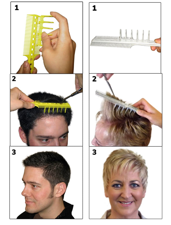 Scissor Clipper Over Comb Hair Cutting Tool - DIY Home Hair Cutting Guide Comb Set (Classic Set, Yellow)