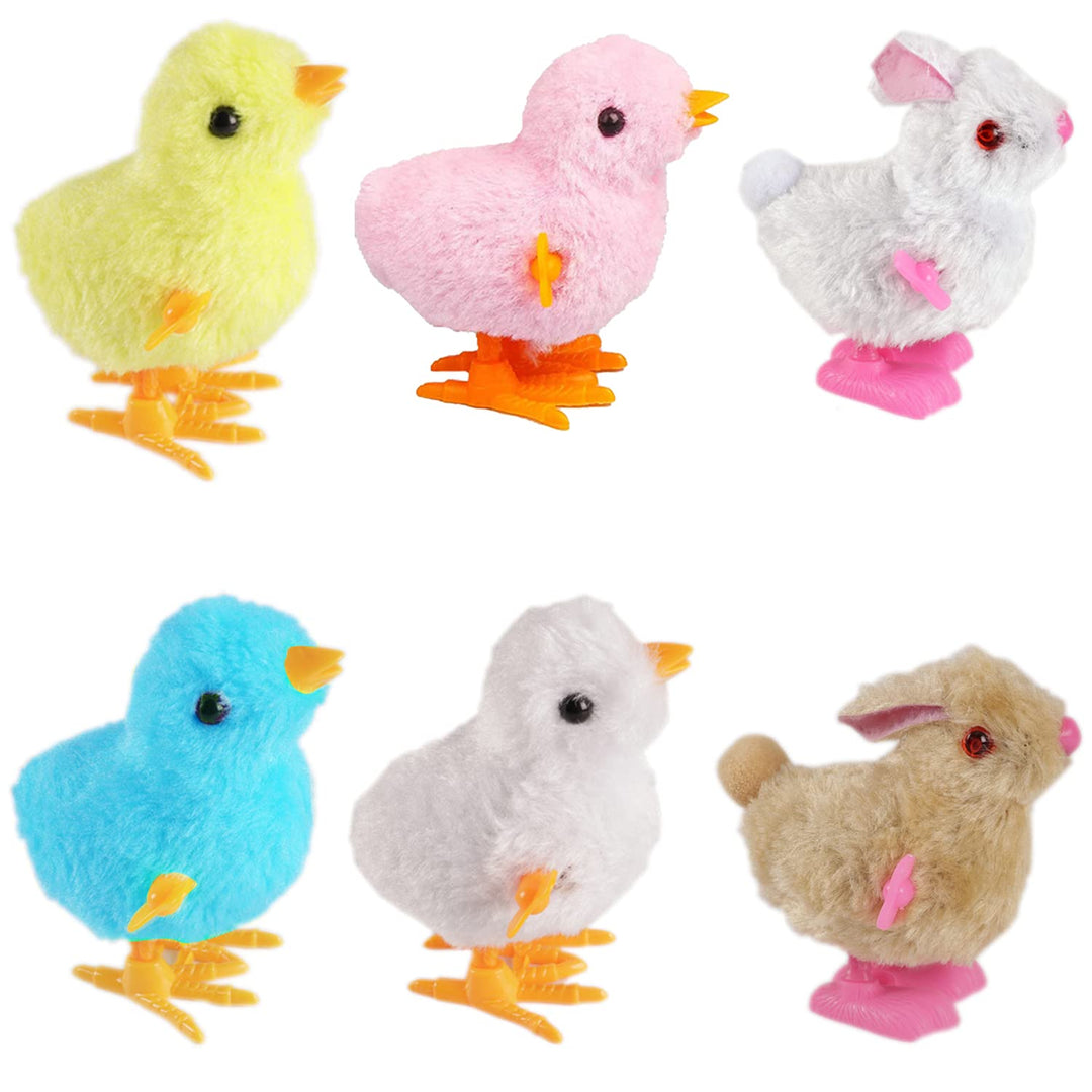 Bunny and Jumping Chick Wind Up Toys Novelty Chicken Hopping Windup Toy for Kids Toddlers Adult Easter Egg Hunt Basket Stocking Stuffers Party Favors Goody Bag Fillers Gifts (Colorful-1)
