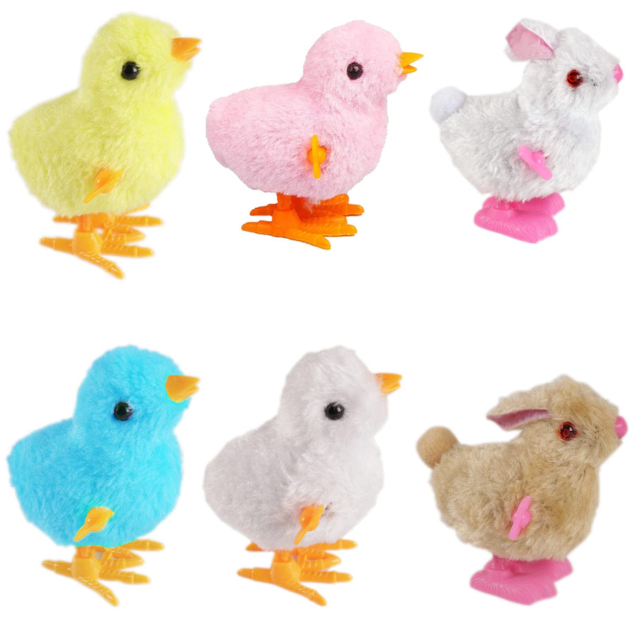 Bunny and Jumping Chick Wind Up Toys Novelty Chicken Hopping Windup Toy for Kids Toddlers Adult Easter Egg Hunt Basket Stocking Stuffers Party Favors Goody Bag Fillers Gifts (Colorful-1)