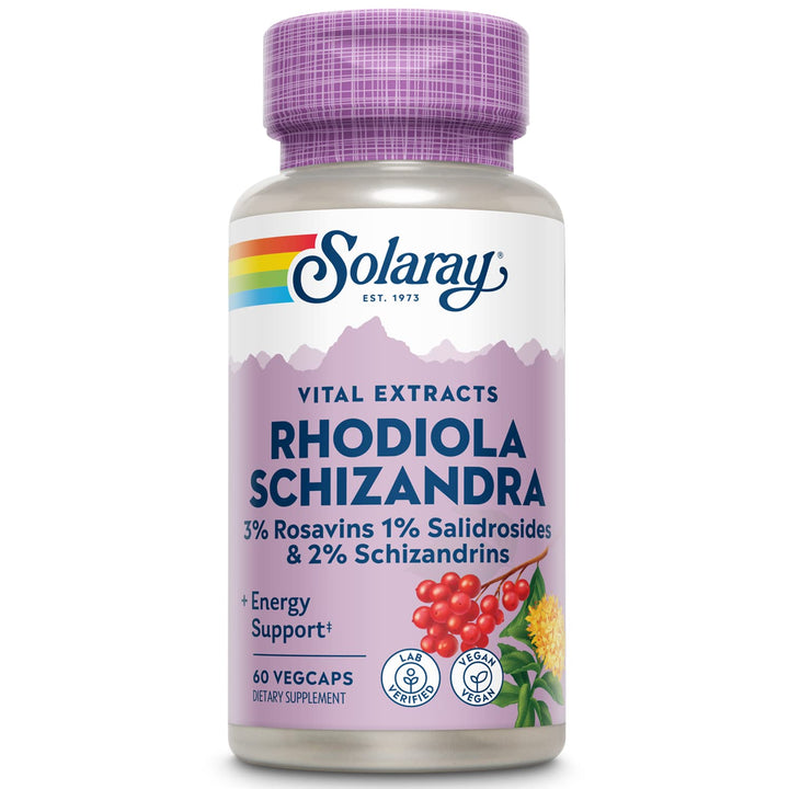 Rhodiola Schizandra - Rhodiola Rosea Extract - Energy Support and Occasional Stress Relief Supplement - Vegan, Lab Verified, 60-Day Guarantee - 60 Servings, 60 VegCaps