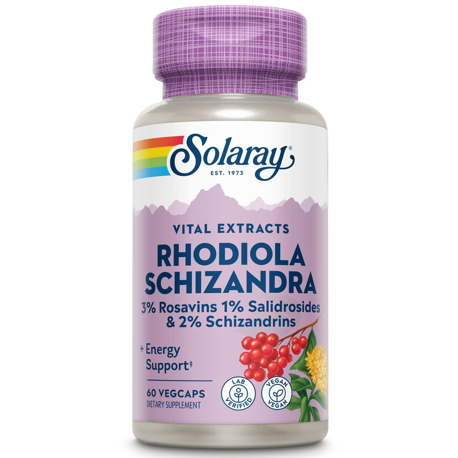 Rhodiola Schizandra - Rhodiola Rosea Extract - Energy Support and Occasional Stress Relief Supplement - Vegan, Lab Verified, 60-Day Guarantee - 60 Servings, 60 VegCaps