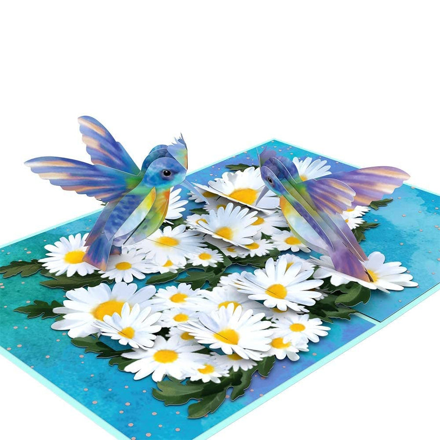 Daisy Patch Hummingbirds Pop-Up Card, 5 X 7 Inch, Valentine's Day Gift, Cards for Mom, Thinking of You, Love Card