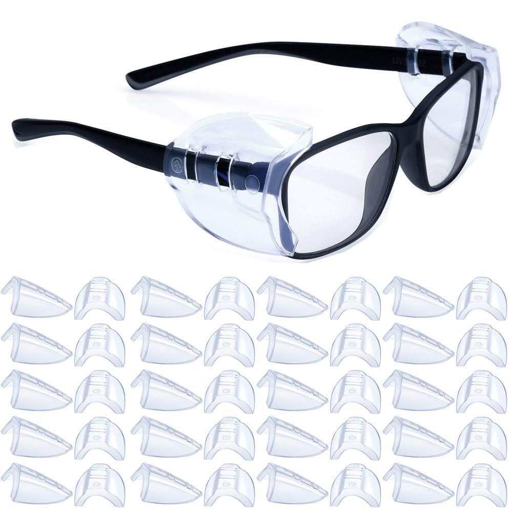KMDJG 5 Pairs Safety Glasses Side Shields,Slip on Clear Side Shields,Fits Small to Medium Eyeglasses Frames(4 Pairs Clear and 1 Pair Transparent Black)