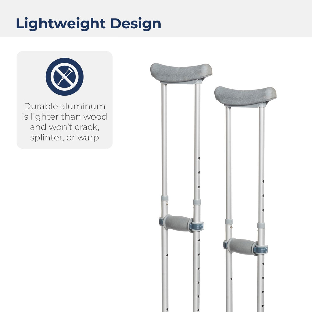 Knock Down Universal Aluminium Crutches (Silver)