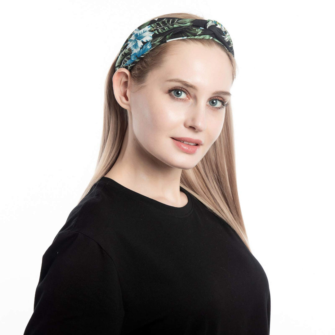 Wide Headbands for Women Black Stylish Knotted Head Wraps Boho Thick Hairbands Large African Sport Yoga Workout Running Turban Headband Hair Accessories Head Scarf