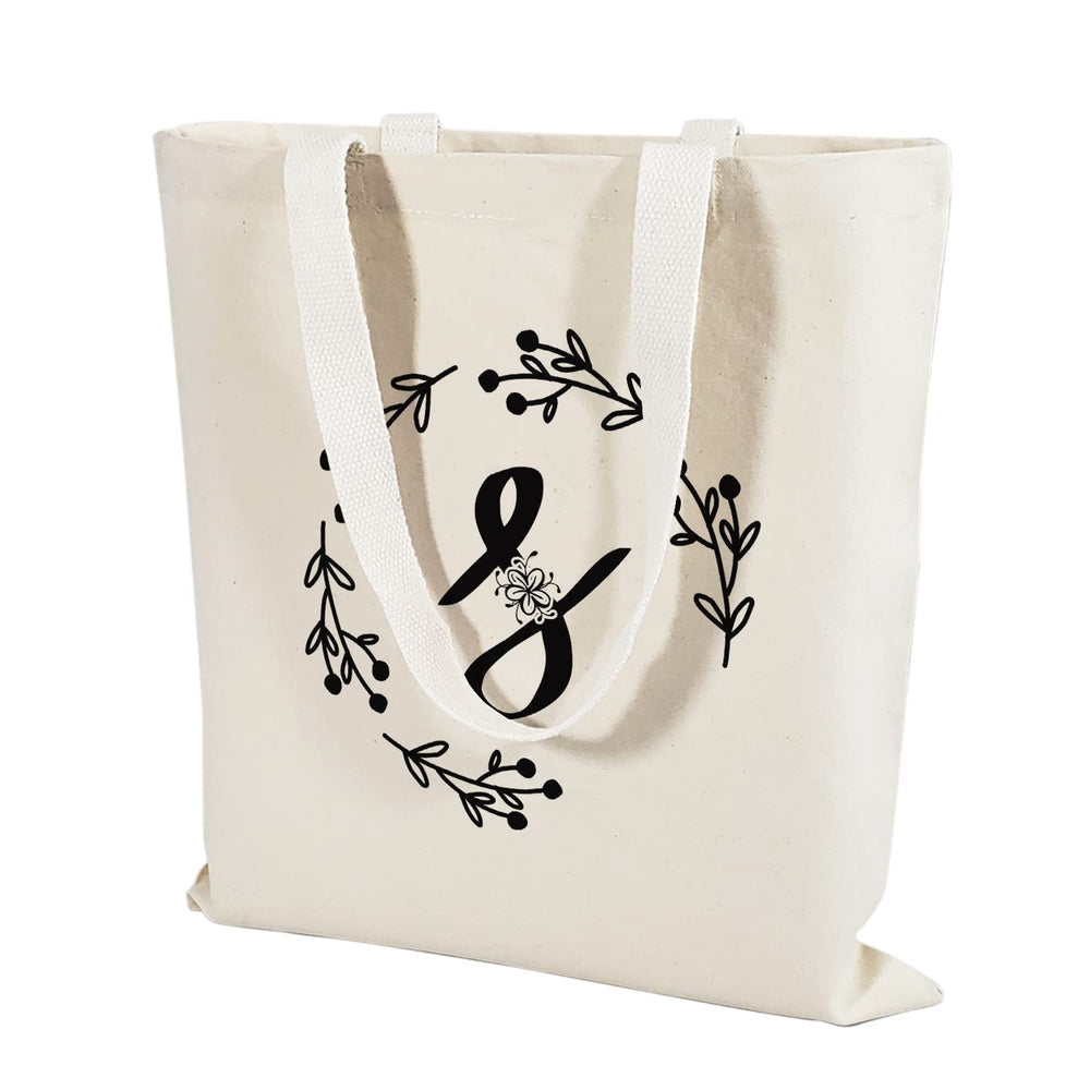 Personalized Initial Canvas Tote Bag, Sturdy Gift Tote Bags for Women (S)