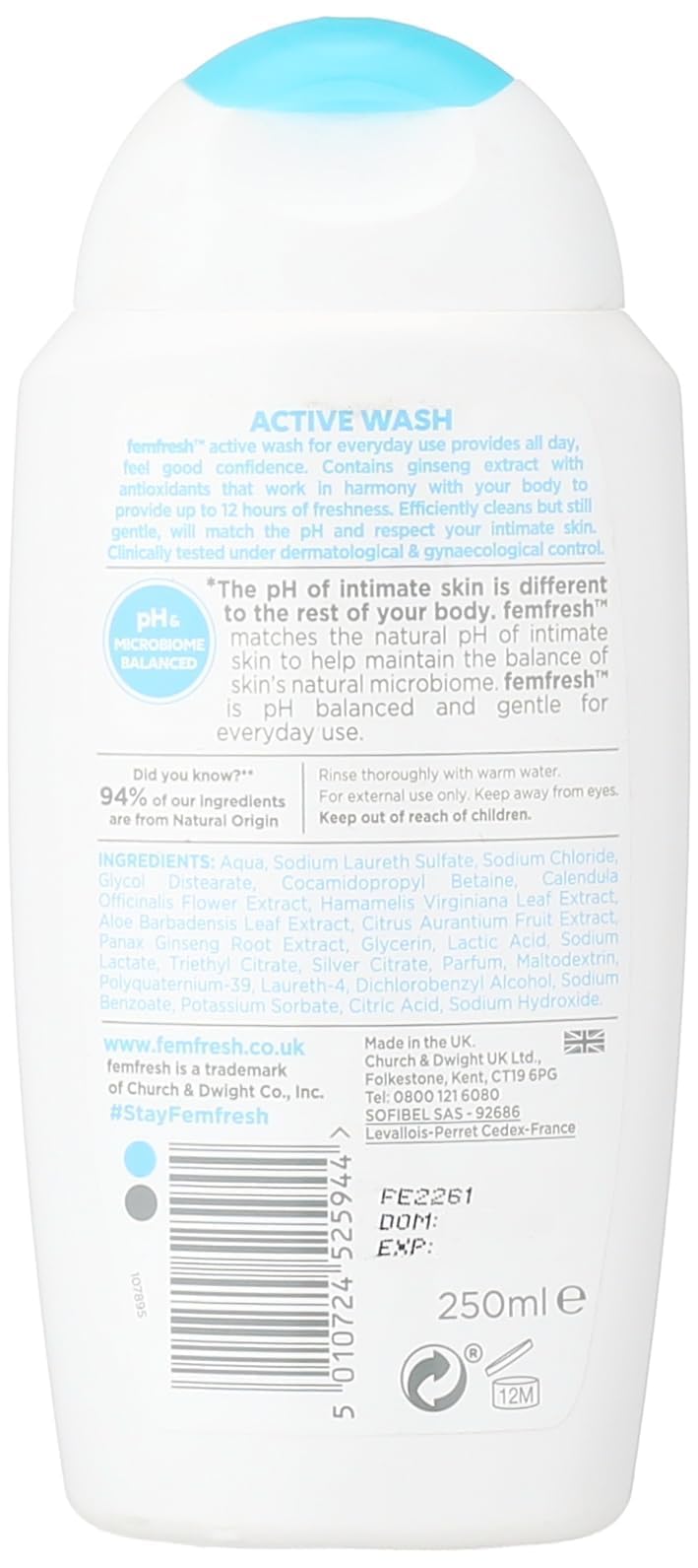 Femfresh Triple Action Deodorising Wash 250ml