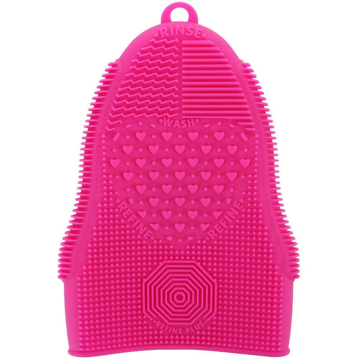 Pink (Rose Red) : Makeup Brush Cleaner Glove Mat Mitt, Silicone Cosmetic Cleaning Scrubber Tool, Face Brush and Eye Brush Washing Pad, Pink (Rose Red)