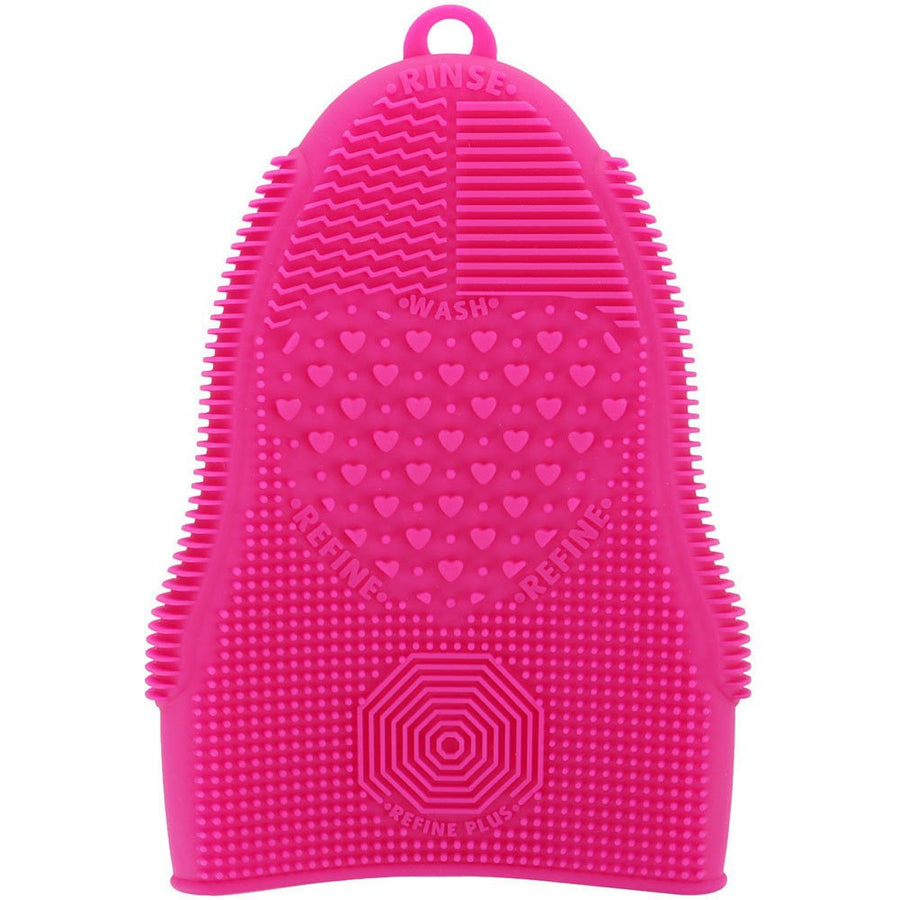 Pink (Rose Red) : Makeup Brush Cleaner Glove Mat Mitt, Silicone Cosmetic Cleaning Scrubber Tool, Face Brush and Eye Brush Washing Pad, Pink (Rose Red)