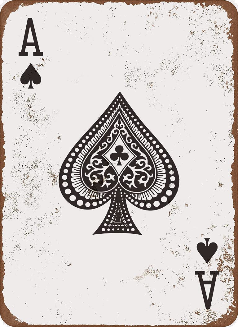 Metal Sign 12 x 16inches - Ace of Spades Retro Poker Man Cave Vintage Look Tin Sign Wall Decoration Bar Cafe Home Decor Plaque