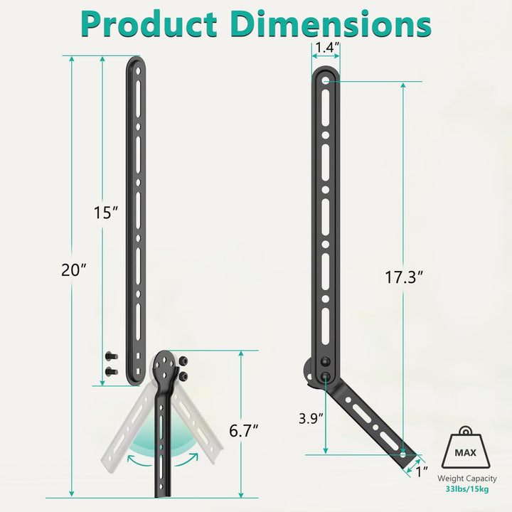 WALI Sound Bar Mount Bracket, for Mounting Above or Und