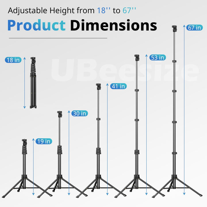 67 Phone Tripod &amp; Selfie Stick, Camera Tripod Stand with Wireless Remote and Phone Holder,Compatible with iPhone Android Phone, Perfect for Selfies/Video Recording/Live Streaming Black