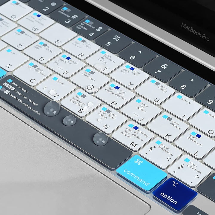 MacBook Pro 13 Shortcuts Keyboard Cover Skin for 2024 MacBook Pro 13 inch M2 A2338 2023 2022 2021 2020 M1 A2338 A2289 A2251 &amp; MacBook Pro 16 A2141 Touch Bar MAC OS Shortcut Keyboard Protector Skin