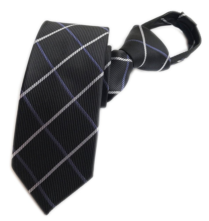 Elfeves Men&#39;s Black Big Check Plaid Plain Silk 
