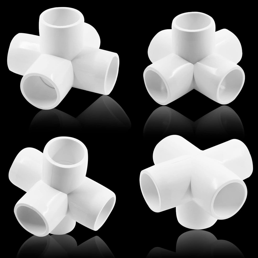 Zorveiio 3/4 Inch 5 Way PVC Fittings PVC Pipe Fittings, PVC Elbow SCH 40 PVC Fittings PVC Pipe Connectors for Furniture Building PVC Structures - White, 10 Packs