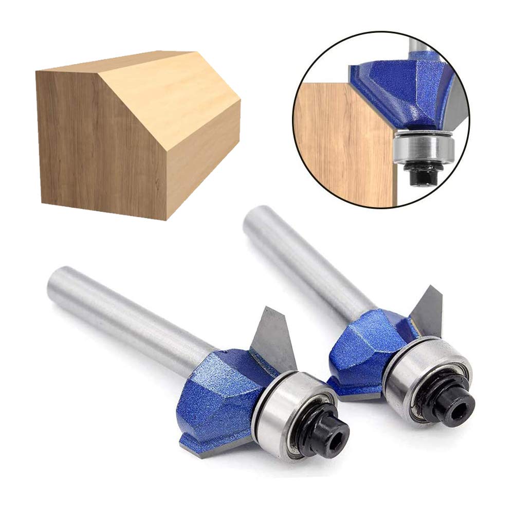 4 Pieces 90 Degree V Groove Router Bit Set, Industrial Grade 1/4-Inch Shank V-slot Grooving Bits CNC Engraving Woodworking Milling Cutter Tool