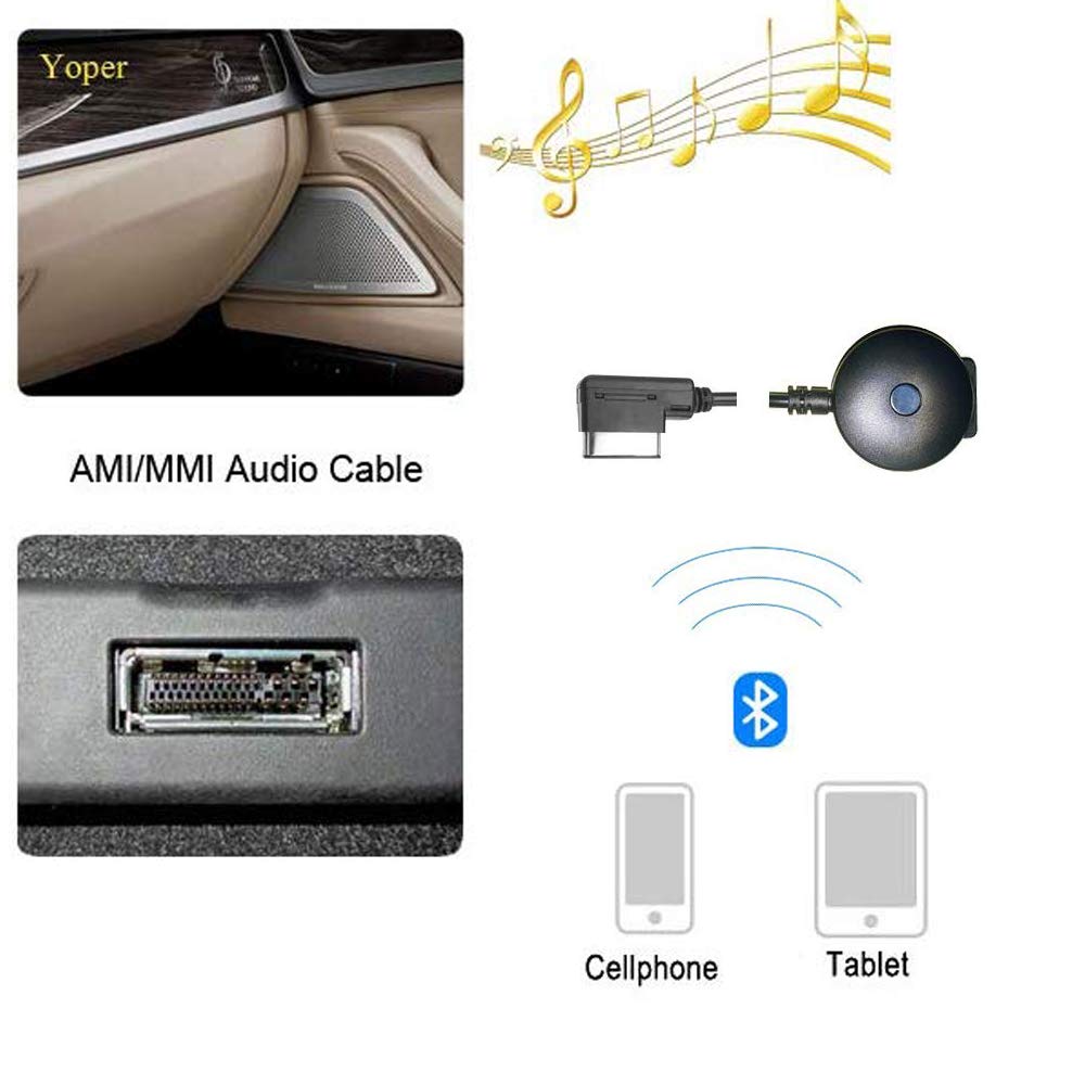 JIMAT AMI Bluetooth Adapter for Audi AMI MDI MMI 2G 3G 3G+ Gen Audio Interface AUX-in Car Stereo Auxiliary Cab | Music Sync &amp; Charging | Compatible for iPod iPhone X Samsung S9 HTC L
