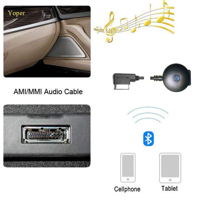 JIMAT AMI Bluetooth Adapter for Audi AMI MDI MMI 2G 3G 3G+ Gen Audio Interface AUX-in Car Stereo Auxiliary Cab | Music Sync &amp; Charging | Compatible for iPod iPhone X Samsung S9 HTC L