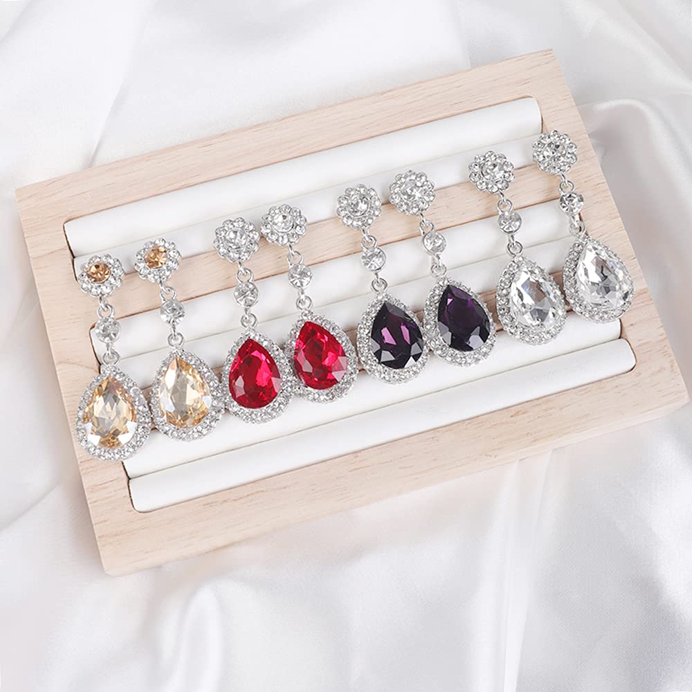 Vintage Style Teardrop Crystal Rhinestones Earrings Dangling for Women Brides Elegant Earrings for Wedding, Brides and Bridesmaids (Purple)