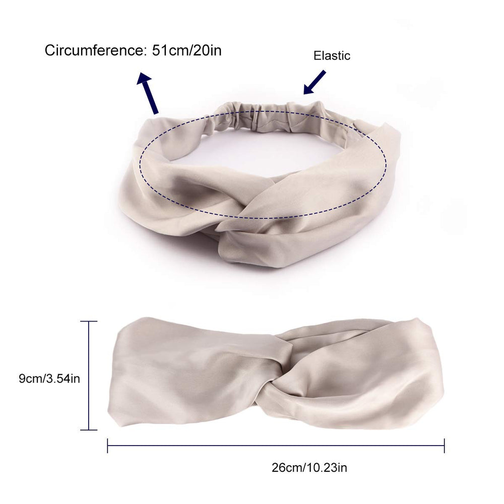 Women Girls Silk Satin Elastic Headbands Head Wrap Turban Twisted Knotted Hairband (Pack of 5)(Multiple colour)