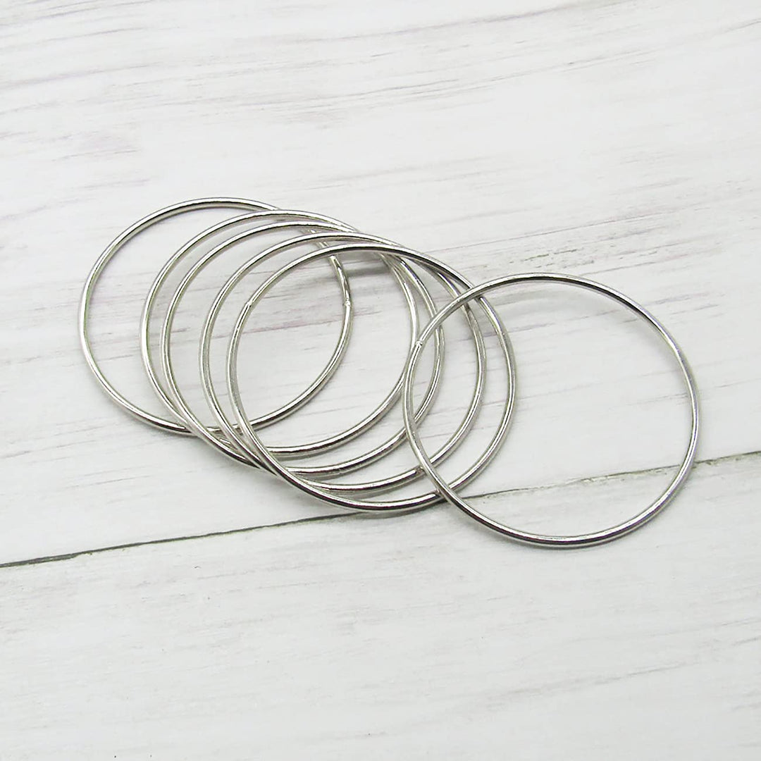 6 Pcs Metal O Ring Floral Hoop Dream Catcher Rings Macrame Ring for Dream Catchers and Hanging Crafts (3inch, Silver)