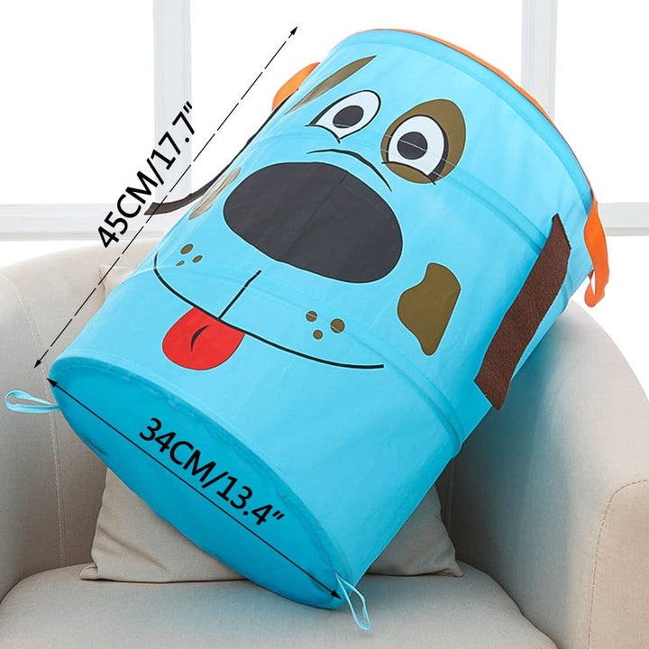 clothes hamper, child Laundry Basket,Pop Up Laundry Basket,Toy Storage Bag , Full Standing Basket,nylon cloth Foldable blue dog