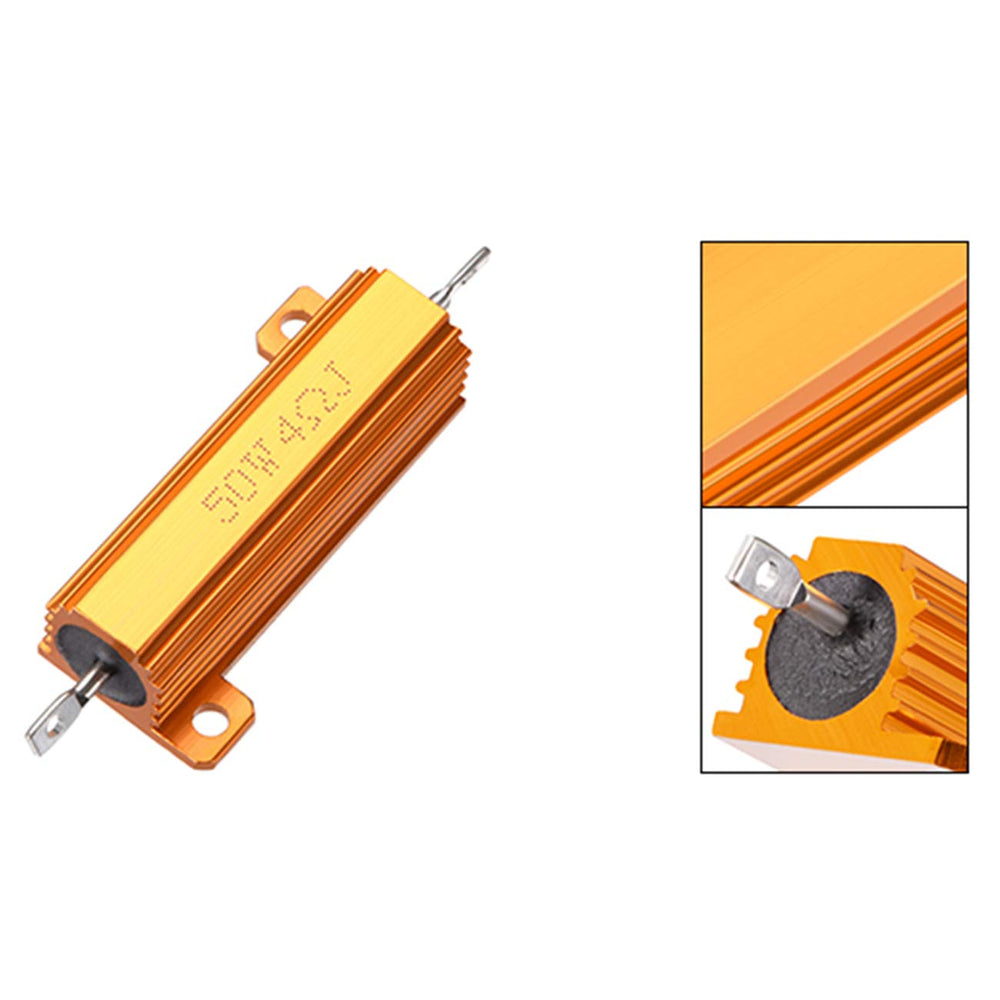 5Pcs 50W 4 OHM Aluminum Housed Wire Wound Resistor Gold Tone