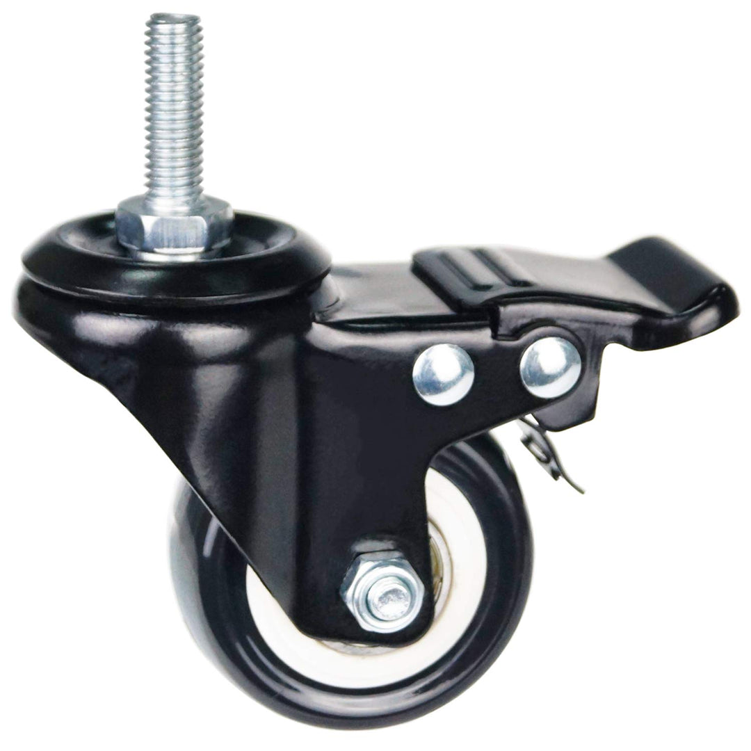 2 Inch Caster Wheels Metric Size M8×25mm Threaded Stem Casters Castors Wheels, 360 Degree Direction Double Brakes Industrial Wheel Furniture Caster for Carts and DIY Tools Pack of 4