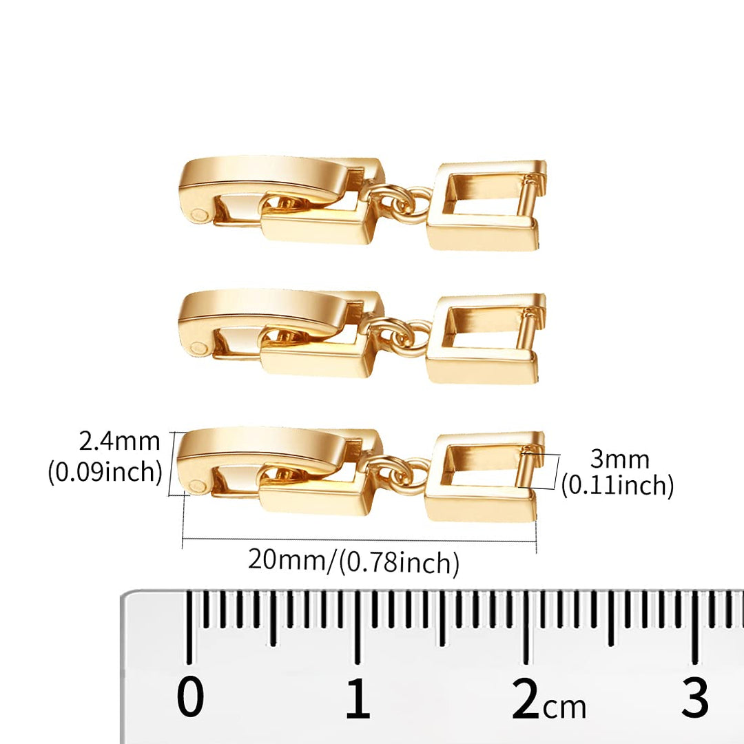 Silver/Gold/Rose Gold Plated 3pcs Fold Over Clasp set for Bracelet or Necklace Jewelry Extender (Yellow Gold 3mm)