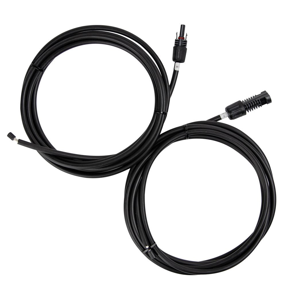 10Ft 10AWG Solar Adaptor Wire Extension Cables with Female and Male Connector, 1 Pair, Black