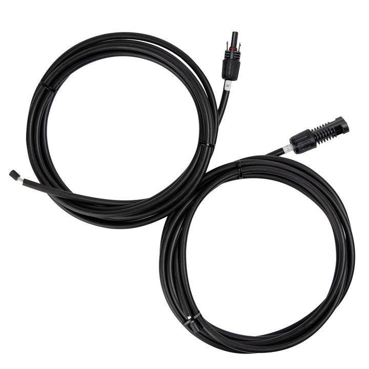 10Ft 10AWG Solar Adaptor Wire Extension Cables with Female and Male Connector, 1 Pair, Black