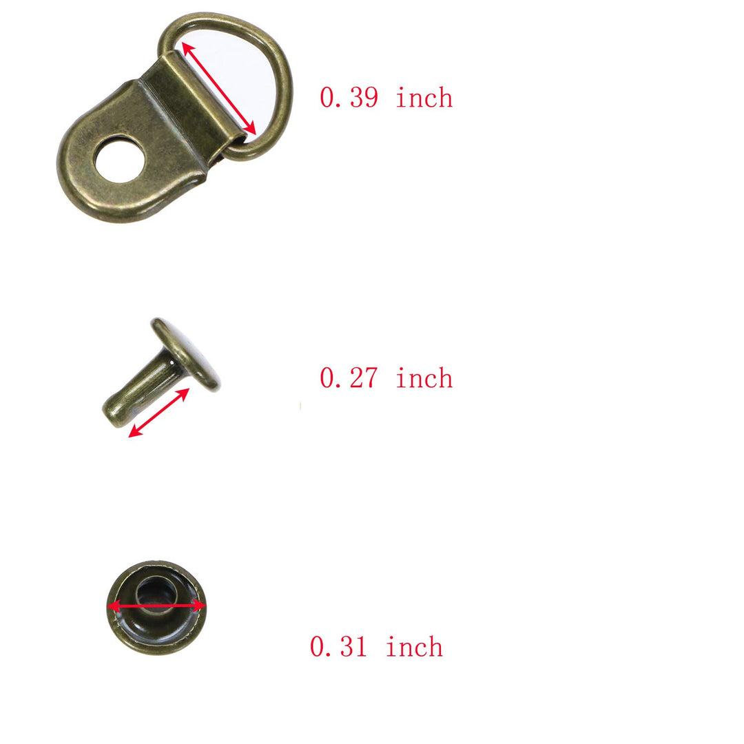 50 Pieces Shoe Boot Lace Hooks Buckle Rivets Loop Ring with Rivets, Shoe Boot Buckle (Bronze)