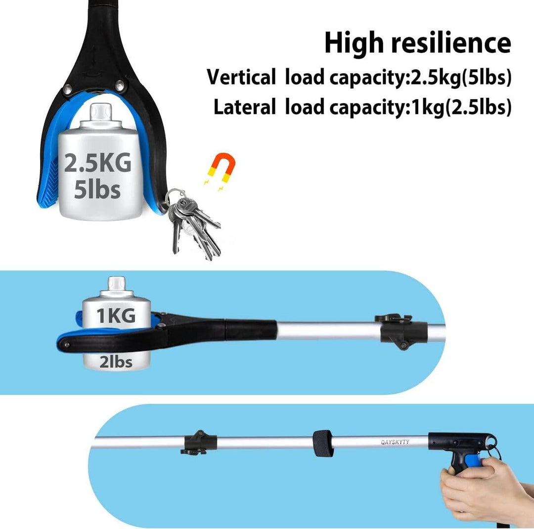 PowerGrip T9, Grabber Reacher Tool, Wide Jaw, Foldable, Steel Cable, with 96 Grip Points for Firm Grip, 32 with Magnet