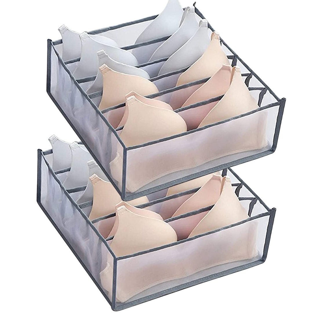 Upgraded Wardrobe Clothes Organizer 4PCS, Drawer Dividers for Clothes, Drawer Organizers for Clothing, Mesh Wardrobe Organizer for Jeans Pants Sweaters T-Shirts Underwear (Gray, Large 9 Grids)
