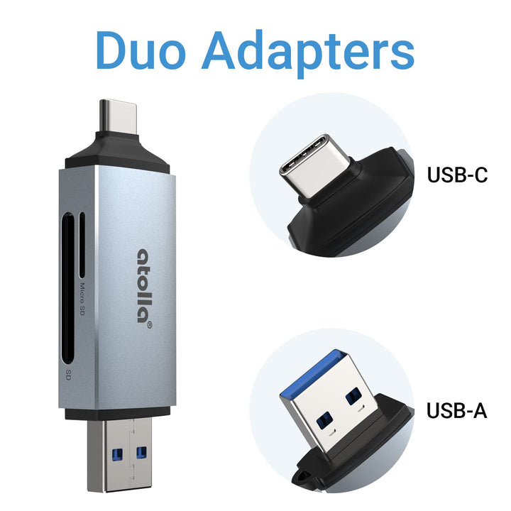 SD Card Reader, Memory SD Card Reader USB C+USB 3.0, Supports SD/MMC/SDHC/MicroSD/SDXC, Compatible for MacBook Air/Pro, iPad Pro 2020, Samsung Galaxy S21, Dell XPS and More