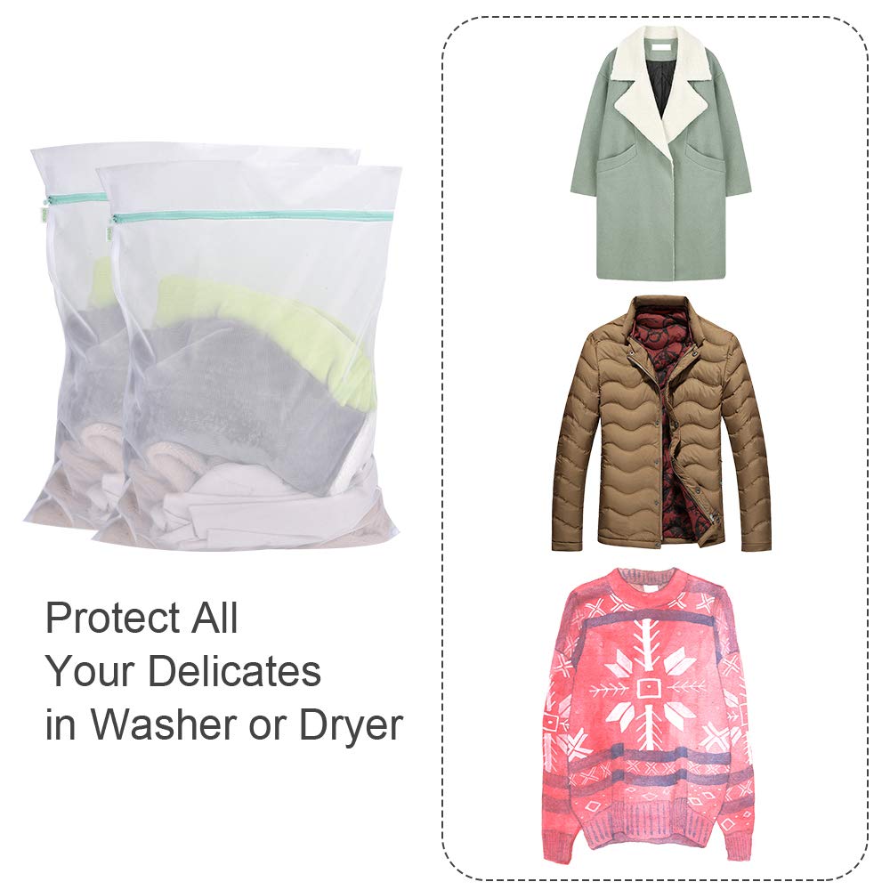 Mesh Laundry Bag for Delicates 2 Pack Garment Wash Bag 24 x 32 inch Zippered Large Washing Machine Bags for Sweater Dirty Clothes Washer Dryer Net Protector Travel College Dorm Organizer