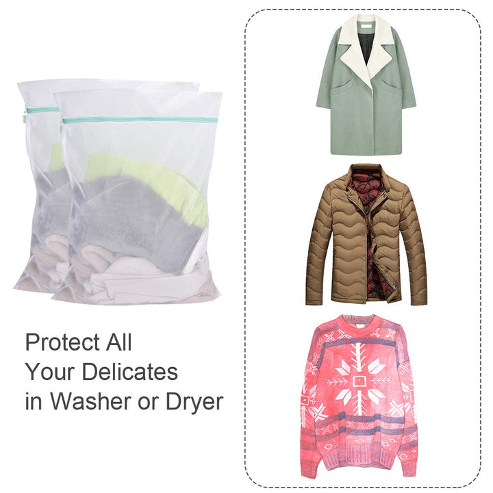 Mesh Laundry Bag for Delicates 2 Pack Garment Wash Bag 24 x 32 inch Zippered Large Washing Machine Bags for Sweater Dirty Clothes Washer Dryer Net Protector Travel College Dorm Organizer