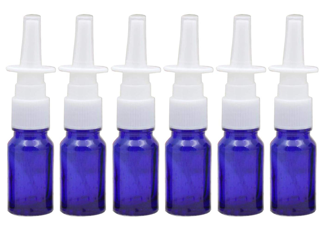 SYBL Blue: 6Pcs 10Ml/0.34Oz Glass Nasal Spray Bottles - Portable Empty Refillable Fine Mist Sprayers Atomizers Cosmetic Makeup Perfume Storage Container Vials(Blue)