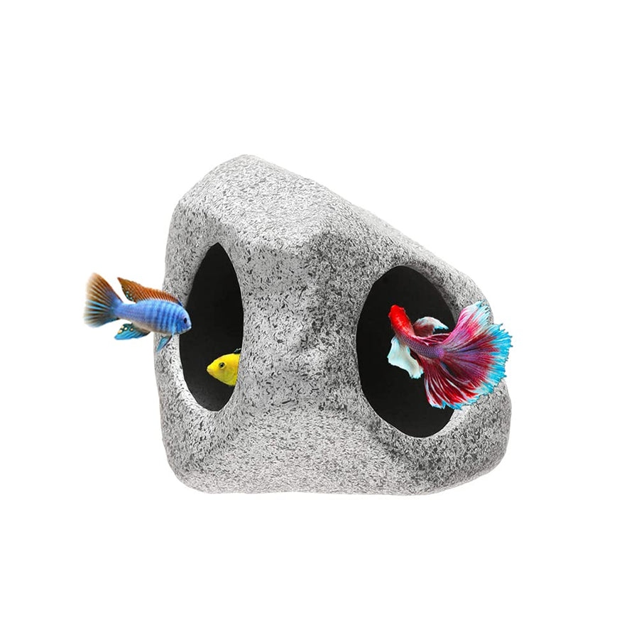 Ceramic Fish Tank Decorations, Betta Fish Tank Accessories Rock Caves, Stackable Aquarium Cichlid Cave, Betta Fish Hideout and House, Small Hiding Rock for Fish Bowl (Mountain Style)