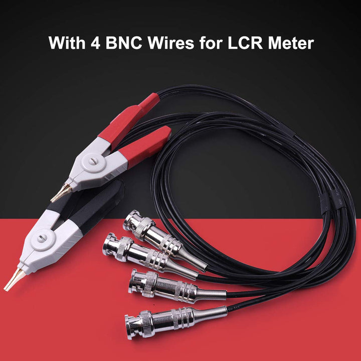 2pcs LCR Meter Test Leads Lead Clip Cable Terminal Probe Wires,with 4 BNC Electrician Test Leads Kit,Digital Electrical Test Probes Set for LCR Meter Multimeter